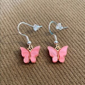 Pink Butterfly dangle earrings